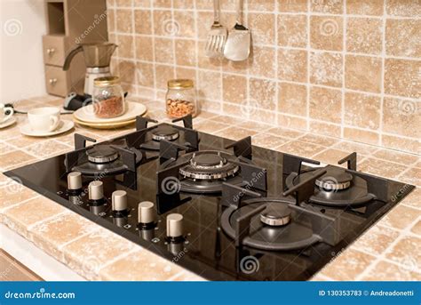 gas stove fitted in slab